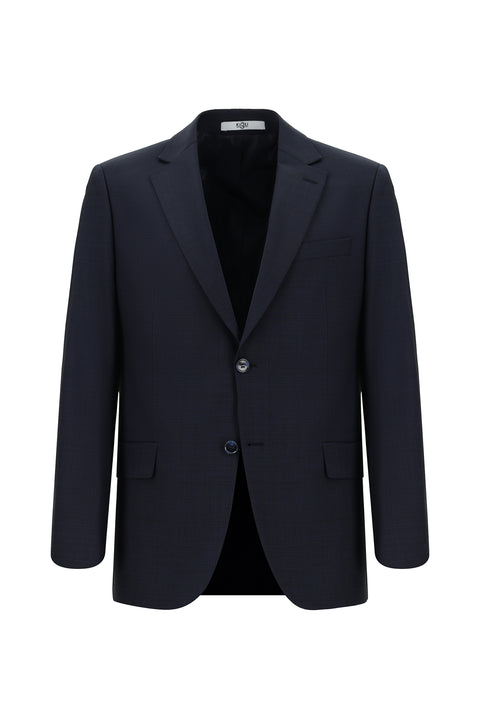 Dark Navy 6 Drop Regular Fit Standard Cut Wool Patterned Suit