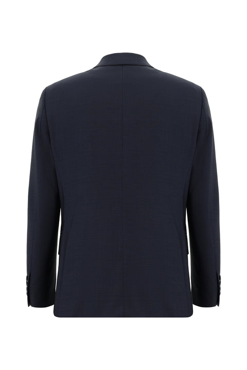 Dark Navy 6 Drop Regular Fit Standard Cut Wool Patterned Suit