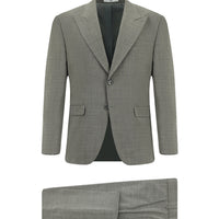 Light Gray 4-Drop Relaxed Fit Comfortable Cut Wool Patterned Suit