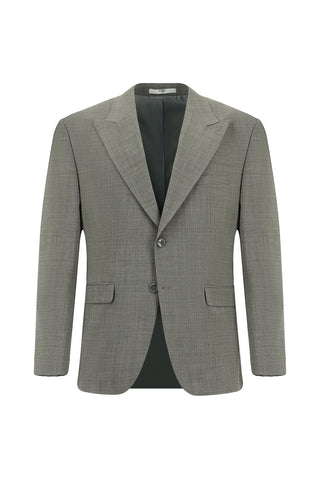  Açık Füme 4 Drop Relaxed Fit Rahat Kesim Yünlü Desenli Takım Elbise
