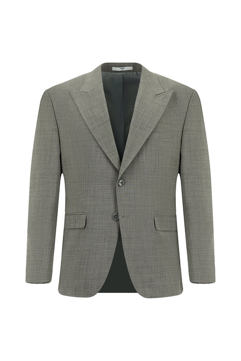 Light Gray 4-Drop Relaxed Fit Comfortable Cut Wool Patterned Suit