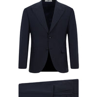 Dark Navy 7 Drop Slim Fit Narrow Cut Wool Patterned Suit