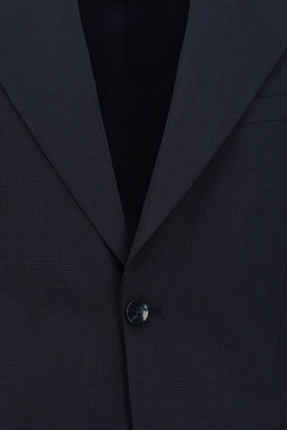  Koyu Lacivert 7 Drop Slim Fit Dar Kesim Yünlü Desenli Takım Elbise
