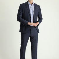 Koyu Lacivert 7 Drop Slim Fit Dar Kesim Yünlü Takım Elbise