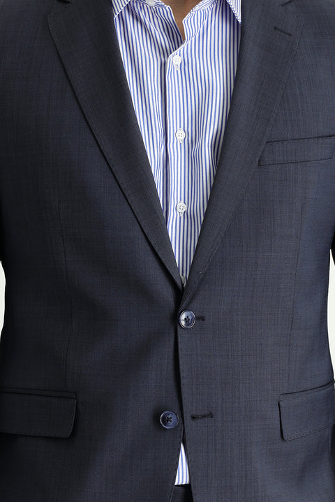 Koyu Lacivert 7 Drop Slim Fit Dar Kesim Yünlü Takım Elbise