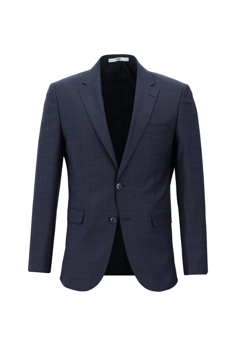 Açık Lacivert 7 Drop Slim Fit Dar Kesim Yünlü Desenli Takım Elbise