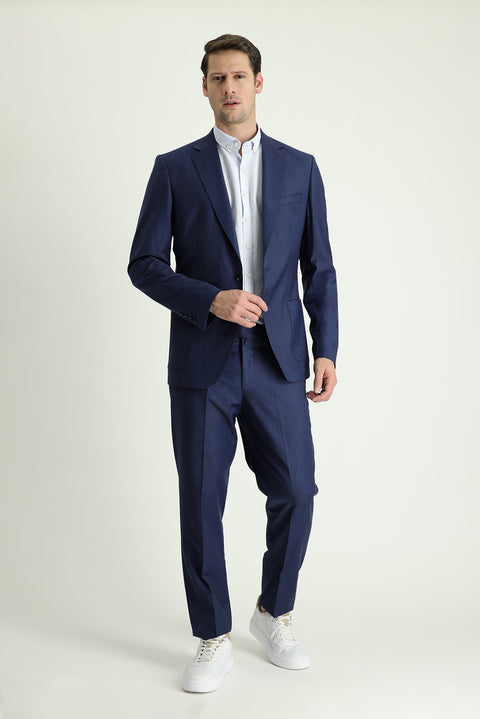 Medium Navy 8 Drop Muscle Fit Long Athletic Suit