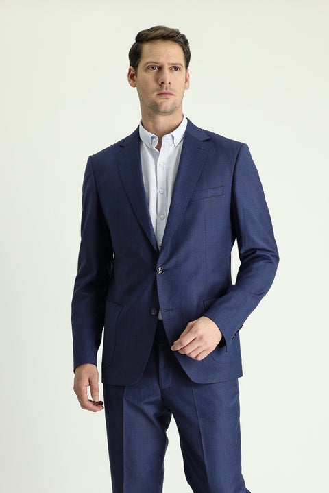 Medium Navy 8 Drop Muscle Fit Long Athletic Suit