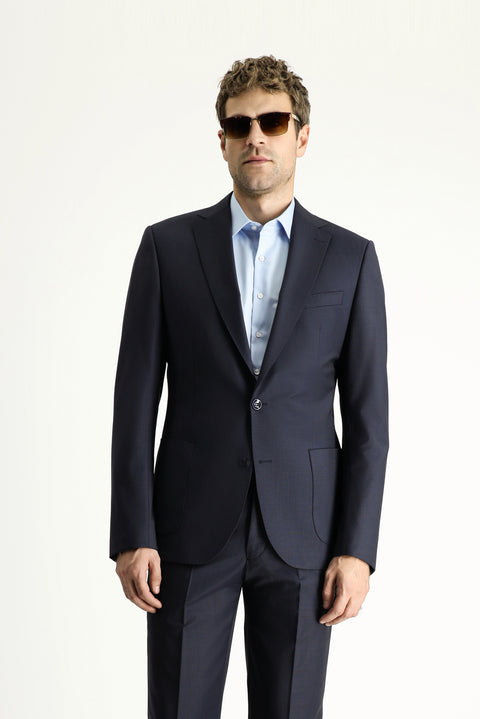 Dark Navy 8-Drop Muscle Fit Long Athletic Cut Wool Suit
