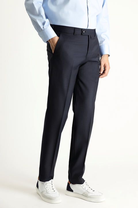 Dark Navy 8-Drop Muscle Fit Long Athletic Cut Wool Suit