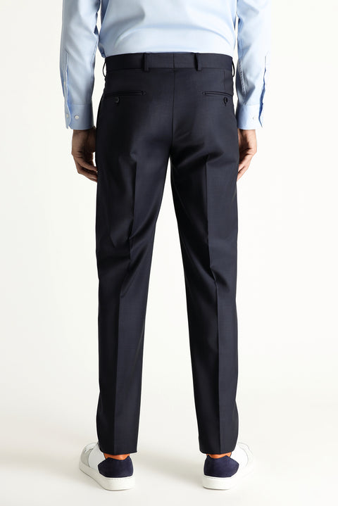 Dark Navy 8-Drop Muscle Fit Long Athletic Cut Wool Suit