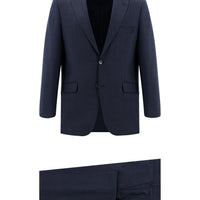 Dark Navy 4-Drop Relaxed Fit Wool Patterned Suit