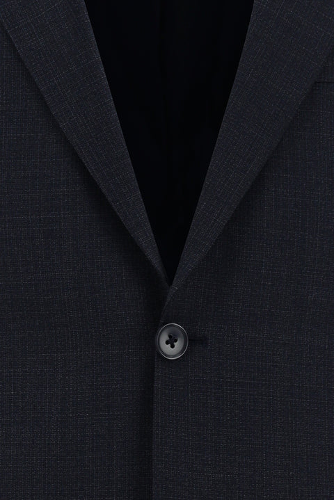 Dark Navy 4-Drop Relaxed Fit Wool Patterned Suit