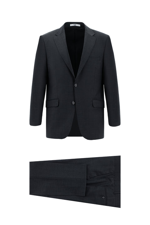 Dark Anthracite 4-Drop Relaxed Fit Wool Patterned Suit