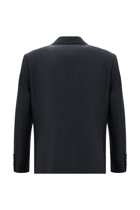 Dark Anthracite 4-Drop Relaxed Fit Wool Patterned Suit