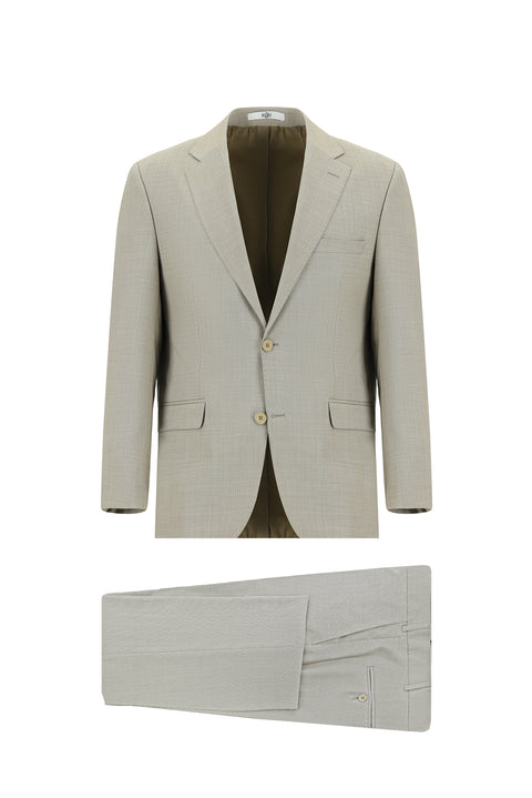 Light Beige 4-Drop Relaxed Fit Wool Suit
