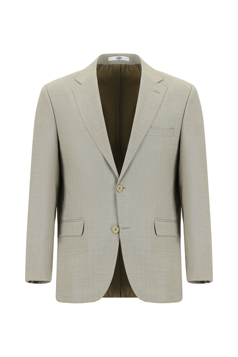 Light Beige 4-Drop Relaxed Fit Wool Suit