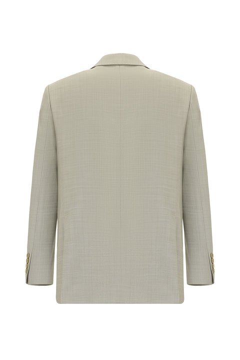 Light Beige 4-Drop Relaxed Fit Wool Suit