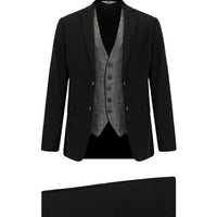 Black 7 Drop Slim Fit Suit with Vest