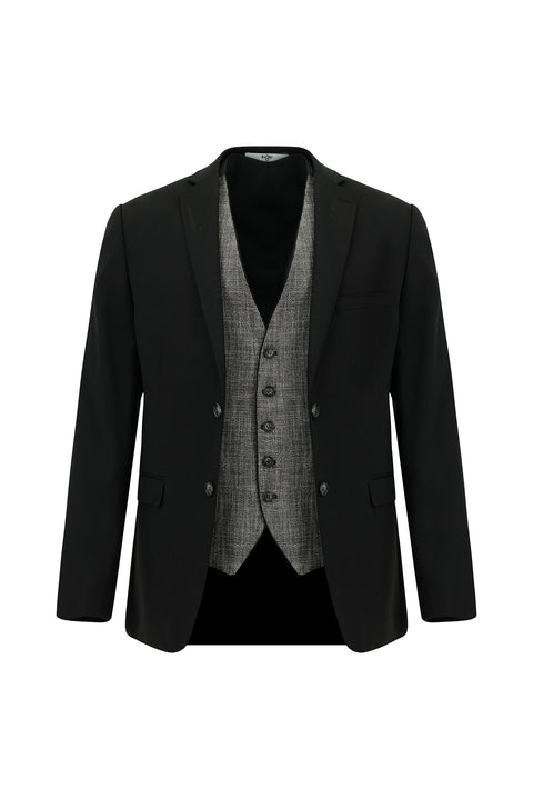 Black 7 Drop Super Slim Fit Extra Narrow Cut Suit with Vest