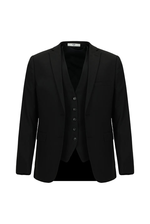 Black 7 Drop Slim Fit Suit with Vest
