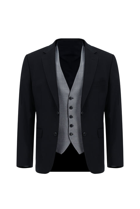 Dark Navy 7 Drop Slim Fit Suit with Vest