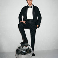 Black 6-Drop Regular Fit Standard Cut Shawl Collar Patterned Tuxedo & Groom Suit