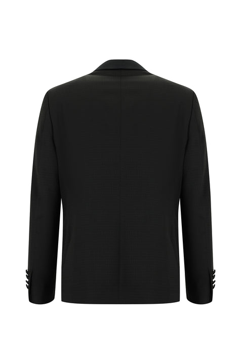 Black 6-Drop Regular Fit Standard Cut Shawl Collar Patterned Tuxedo & Groom Suit