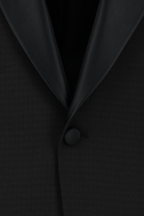 Black 6-Drop Regular Fit Standard Cut Shawl Collar Patterned Tuxedo & Groom Suit
