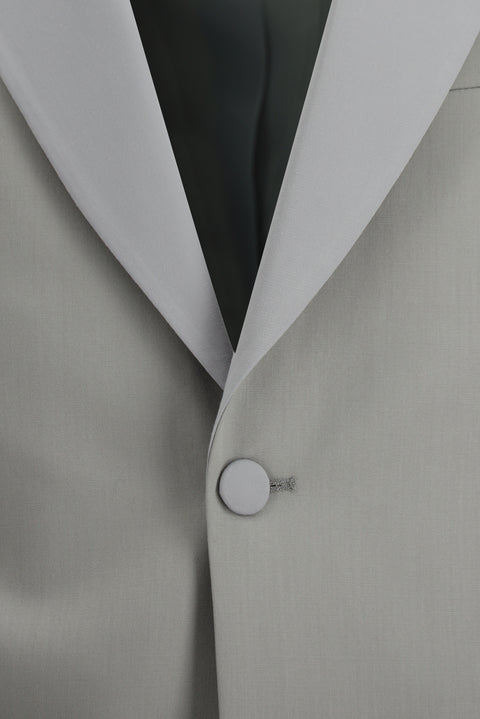 Light Grey 7 Drop Slim Fit Narrow Cut Shawl Collar Tuxedo & Groom Suit