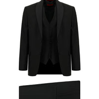 Black 6-Drop Regular Fit Standard Cut Shawl Collar Vest Tuxedo & Groom Suit