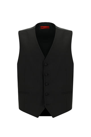  Siyah 7 Drop Slim Fit Dar Kesim Şal Yaka Yelekli Smokin & Damatlık