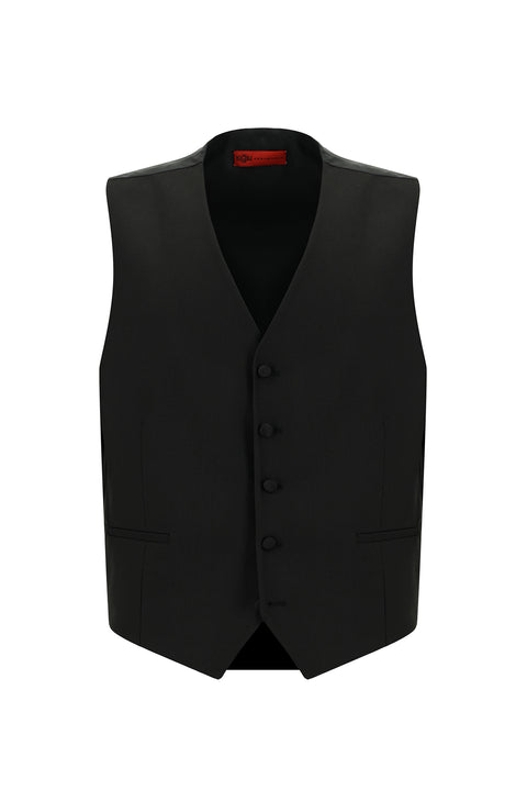 Black 6-Drop Regular Fit Standard Cut Shawl Collar Vest Tuxedo & Groom Suit