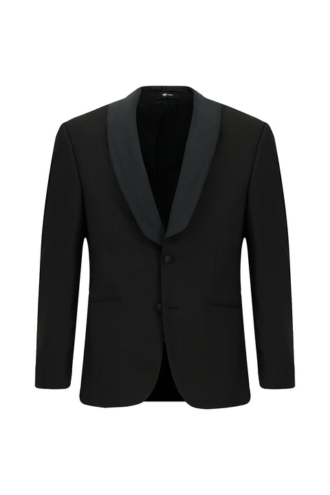 Black 4-Drop Relaxed Fit Shawl Collar Tuxedo & Groom Suit