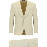 Light Beige 4-Drop Relaxed Fit Shawl Collar Tuxedo & Groom Suit