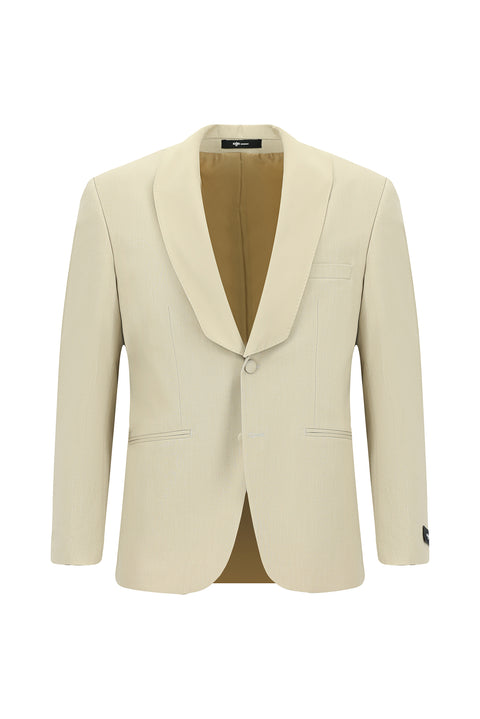 Light Beige 4-Drop Relaxed Fit Shawl Collar Tuxedo & Groom Suit