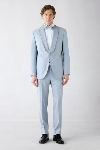  Açık Mavi 7 Drop Slim Fit Dar Kesim Şal Yaka Smokin & Damatlık