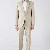 Açık Bej 7 Drop Slim Fit Dar Kesim Şal Yaka Smokin & Damatlık