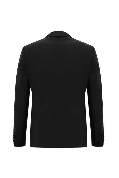 Black 6-Drop Regular Fit Standard Cut Shawl Collar Vest Wool Tuxedo & Groom Suit