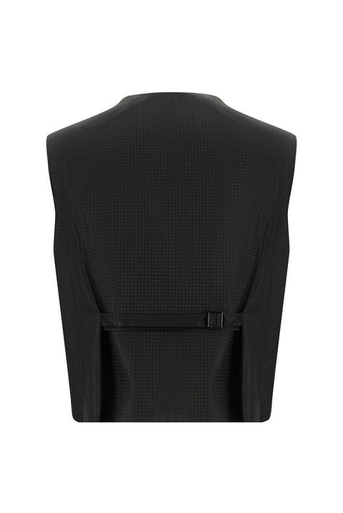 Black 4-Drop Relaxed Fit Loose Cut Shawl Collar Wool Vest Tuxedo & Groom Suit