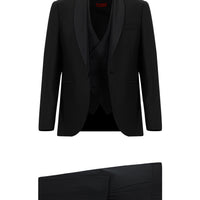 Black 7 Drop Slim Fit Narrow Cut Shawl Collar Wool Vest Tuxedo & Groom Suit