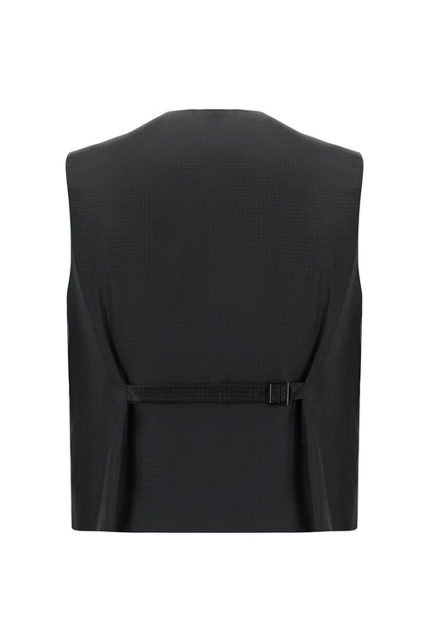 Black 4-Drop Relaxed Fit Loose Cut Shawl Collar Wool Vest Tuxedo & Groom Suit