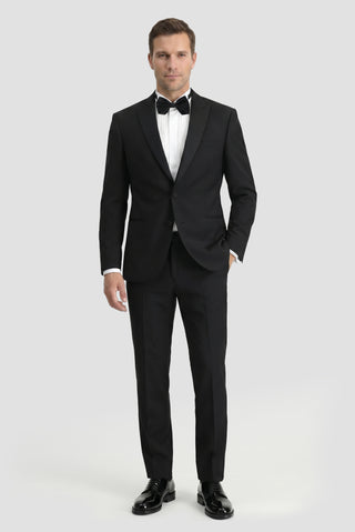  Siyah 7 Drop Slim Fit Dar Kesim Kırlangıç Yaka Smokin & Damatlık