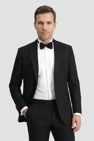  Siyah 7 Drop Slim Fit Dar Kesim Kırlangıç Yaka Smokin & Damatlık
