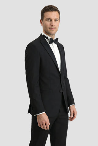  Siyah 7 Drop Slim Fit Dar Kesim Kırlangıç Yaka Smokin & Damatlık