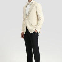 Light Beige 7 Drop Slim Fit Narrow Cut Pointed Collar Tuxedo & Groom Suit