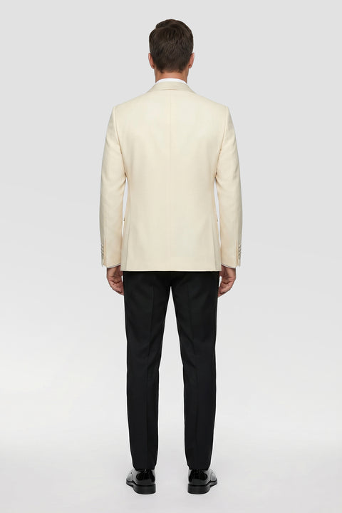 Light Beige 7 Drop Slim Fit Narrow Cut Pointed Collar Tuxedo & Groom Suit