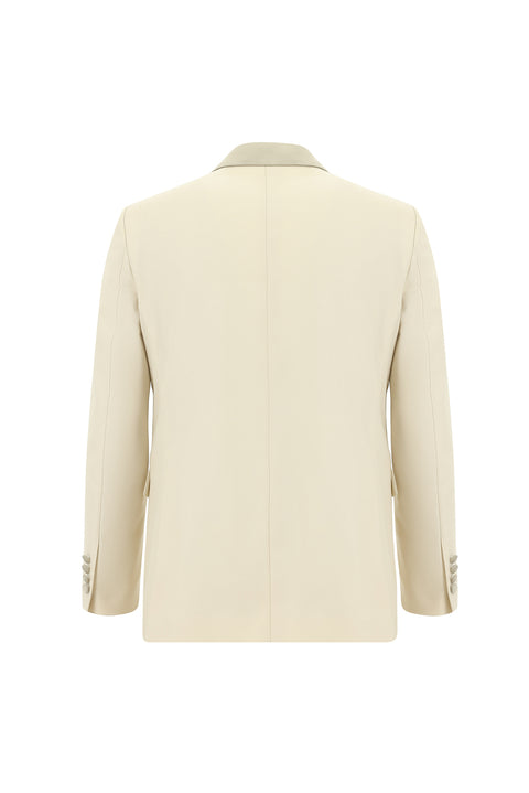 Light Beige 7 Drop Slim Fit Narrow Cut Pointed Collar Tuxedo & Groom Suit