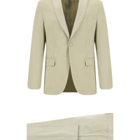 Orta Bej 7 Drop Slim Fit Dar Kesim Sivri Yaka Smokin & Damatlık