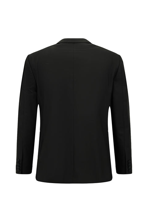 Black 4-Drop Relaxed Fit Comfortable Cut Pointed Collar Tuxedo & Groom Suit